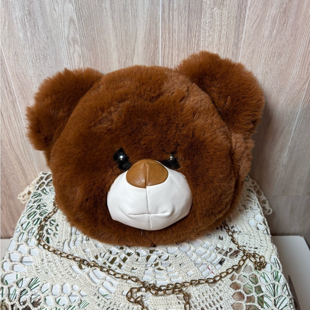 Brown Teddy Bear Plush Bag Purse Crossbody